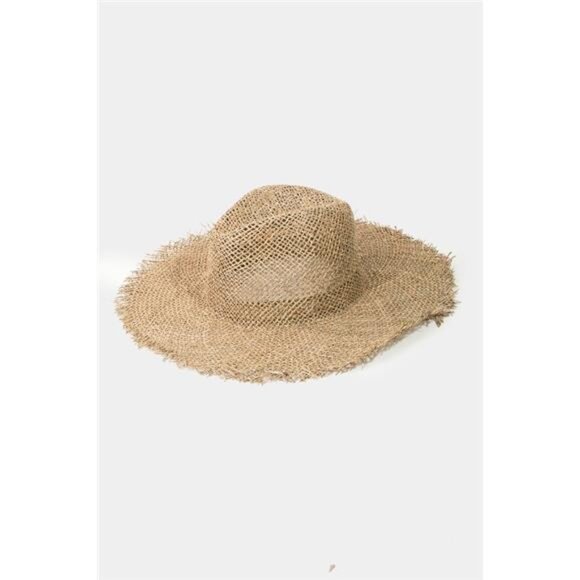 ✨NWT Fame Fringe Edge Straw Braided Western Fedora Hat - Picture 1 of 4